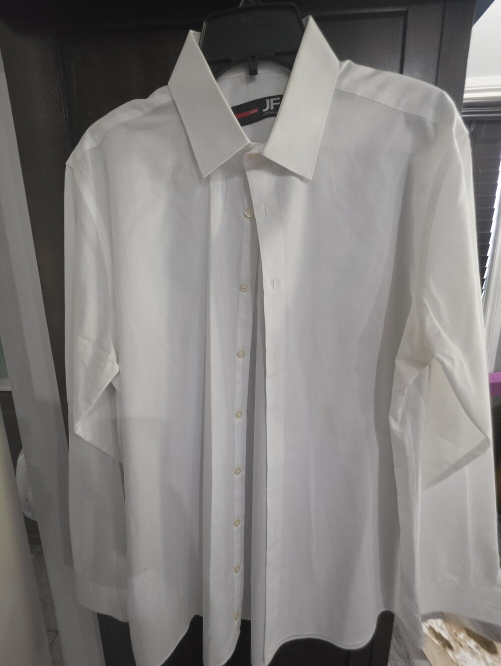 jf j.ferrar White Men's Dress Shirt